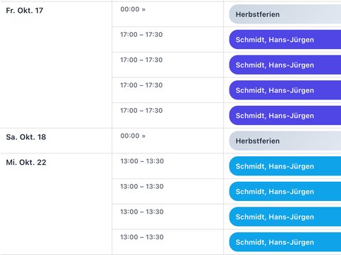 Buchungsübersicht Feature 2